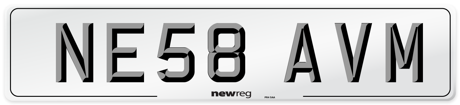 NE58 AVM Number Plate from New Reg